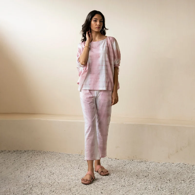 Cotton Pink Co Ord Set for Women | Tie-Dye