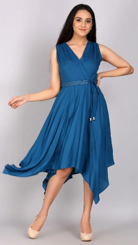 Cyan Asymmetrical Dress