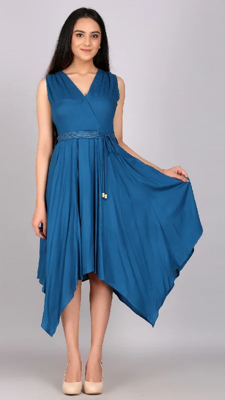 Cyan Asymmetrical Dress