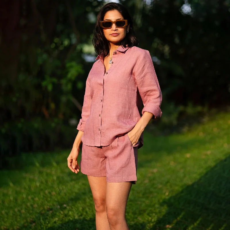 Linen Shirt for Women | Full Sleeves | Vintage Pink