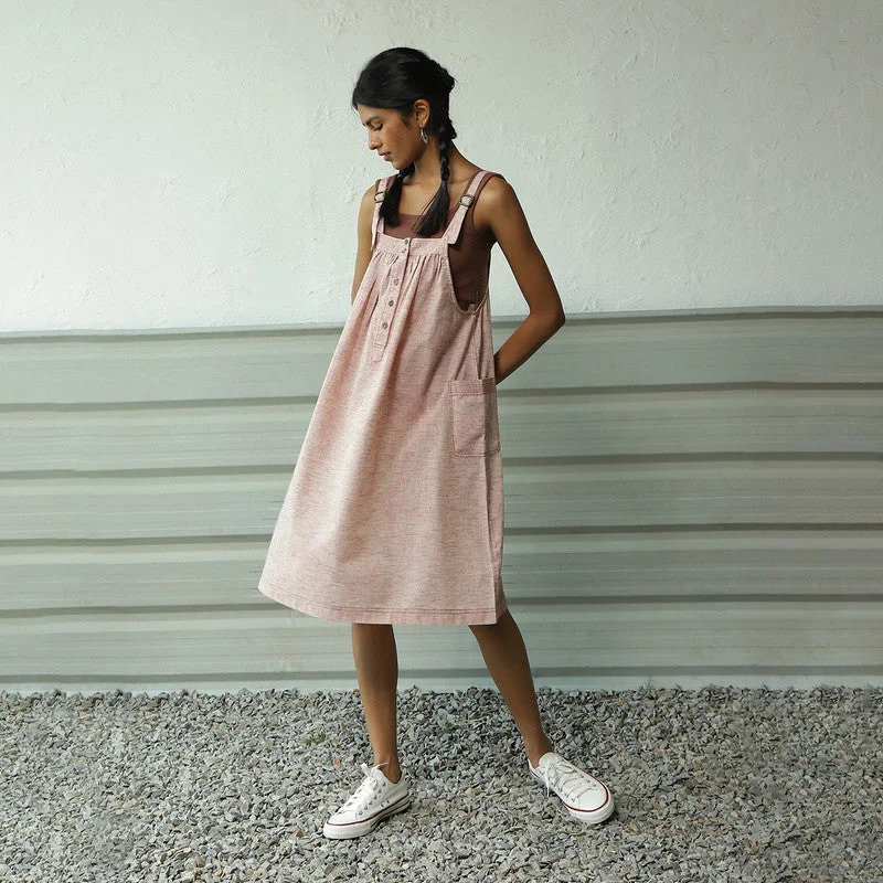 Cotton Denim Dress for Women | Dungaree Style | Rasberry