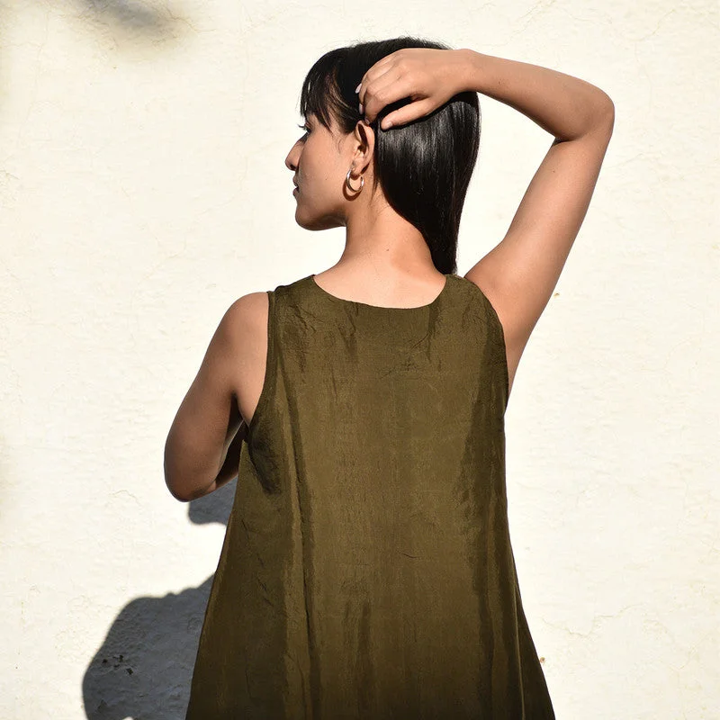 Mulberry Silk Sleeveless Dress (With Slip) | Olive