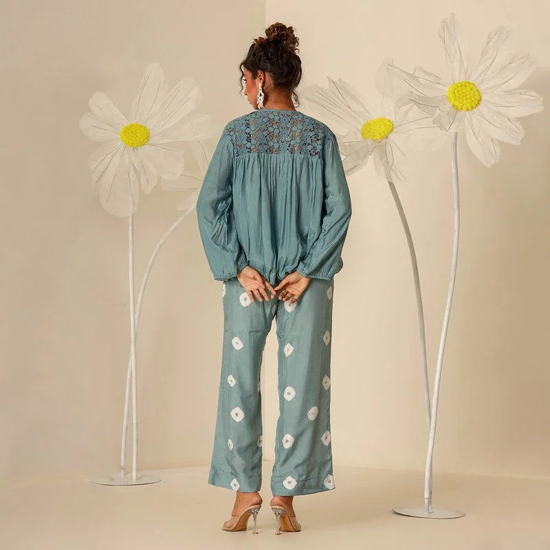 Muslin Co Ord  Set for Women | Petrol Blue