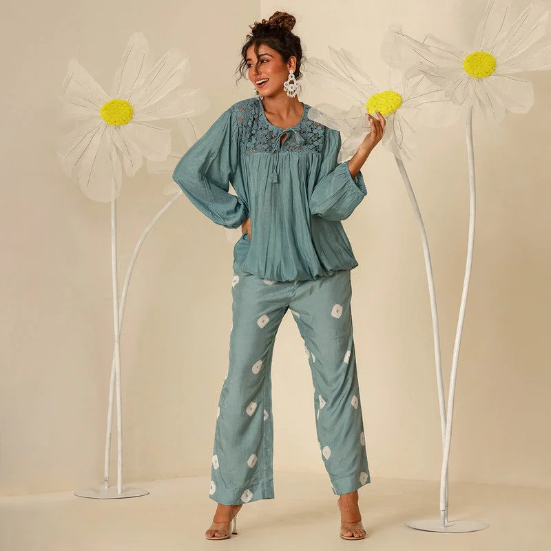 Muslin Co Ord  Set for Women | Petrol Blue