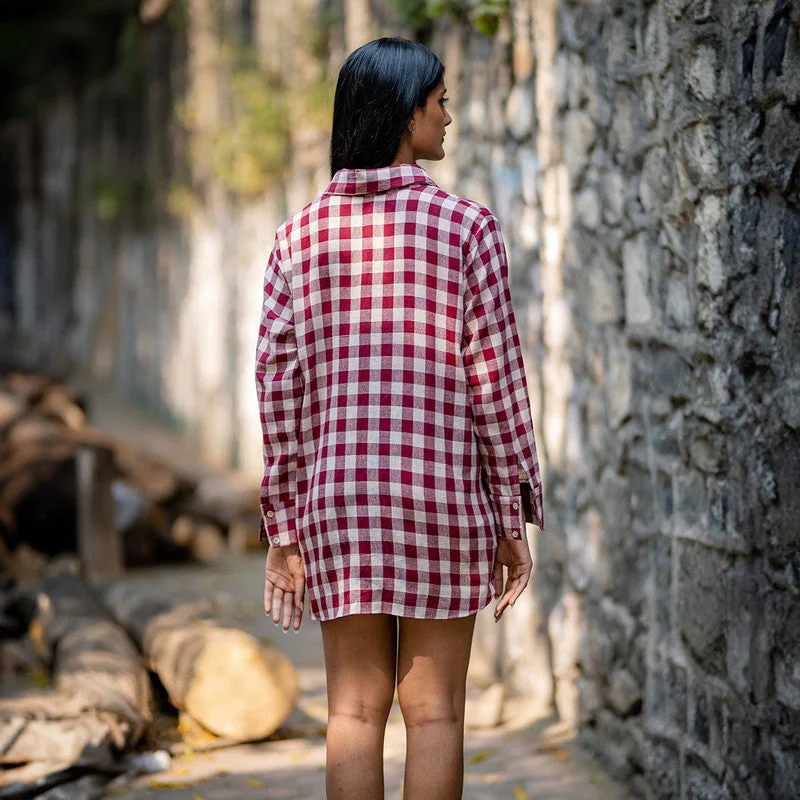 Cotton Pink Checkered Shirt | Naturally Dyed | Full Sleeves