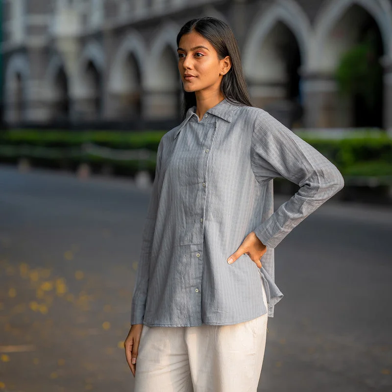 Cotton Shirt for Women | Grey | Button Down