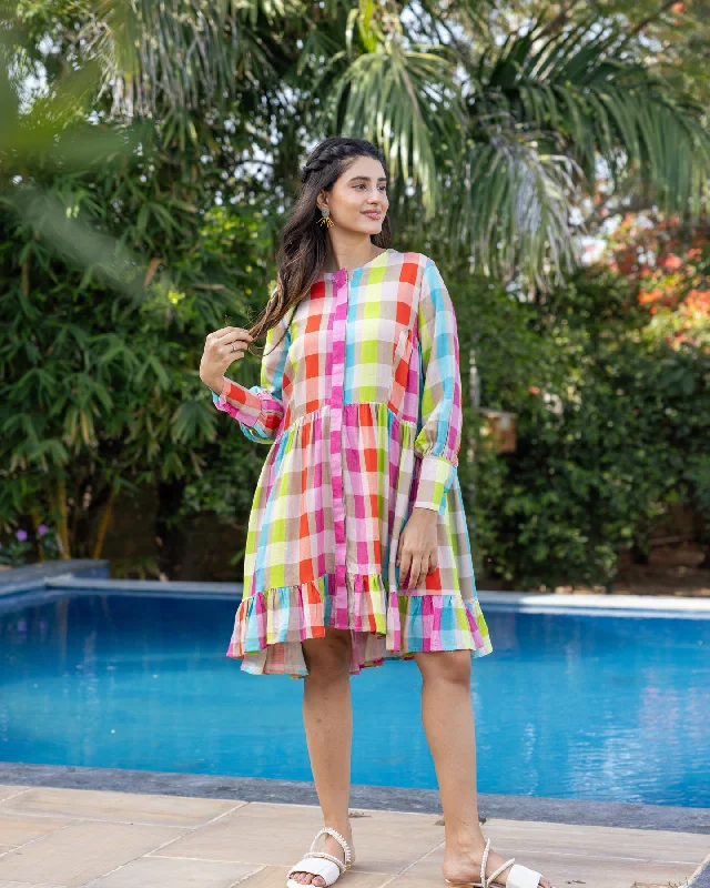 Multicolour Sorbet Checks Dress