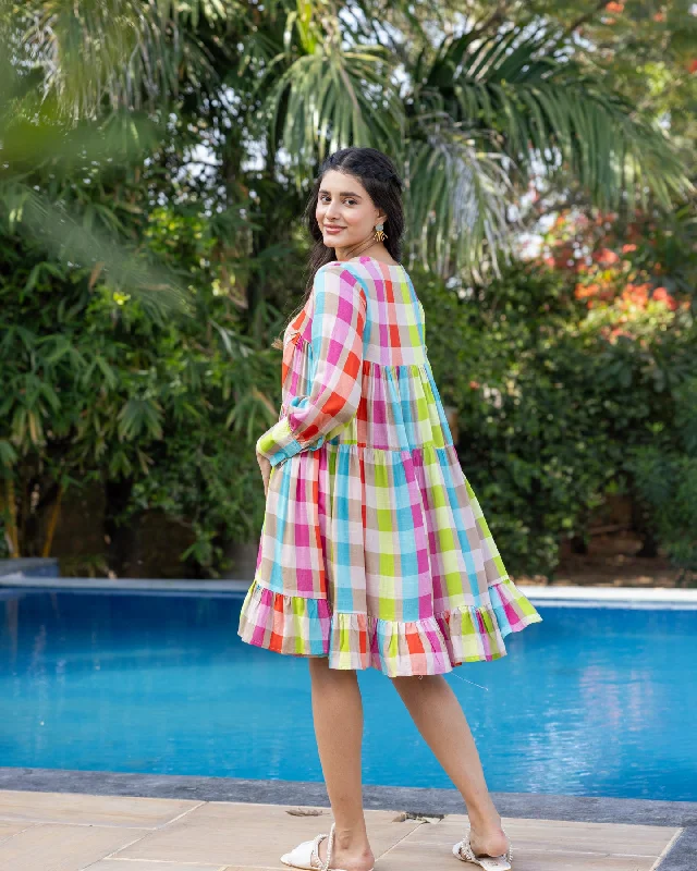 Multicolour Sorbet Checks Dress