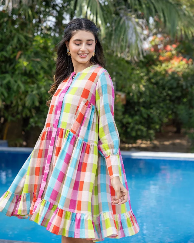 Multicolour Sorbet Checks Dress