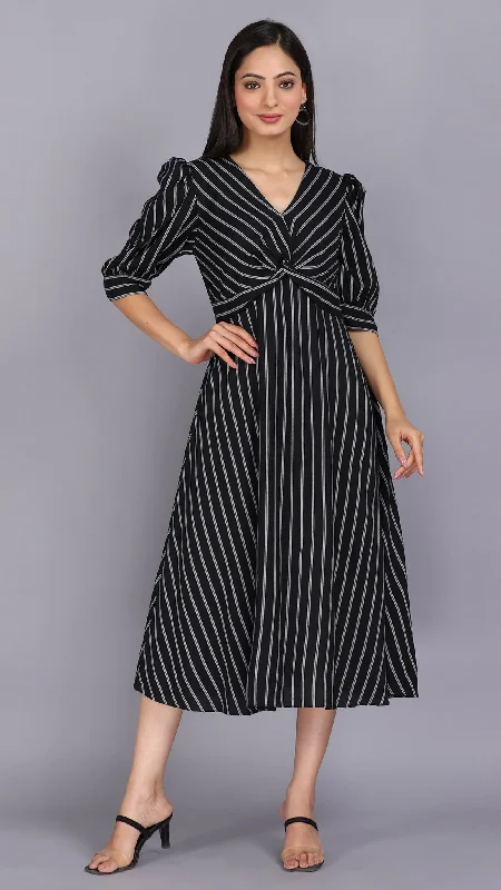 Black & White stripe cross over dress