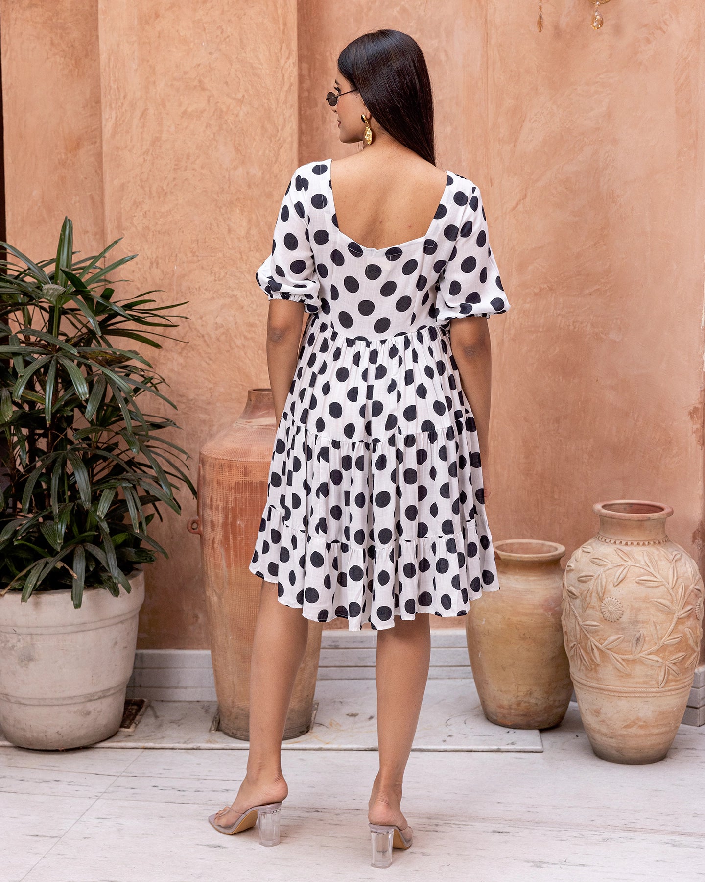 Off White Bold Polka Dress