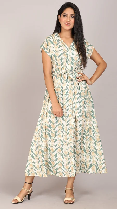 Pastel shades printed long dress