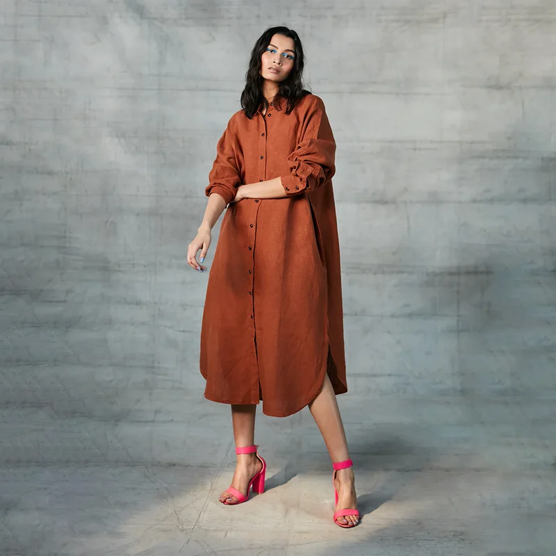 Linen Shirt Dress for Women | Cinnamon