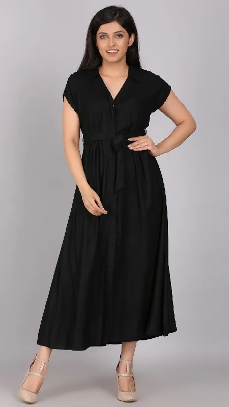 Solid Black Long Dress