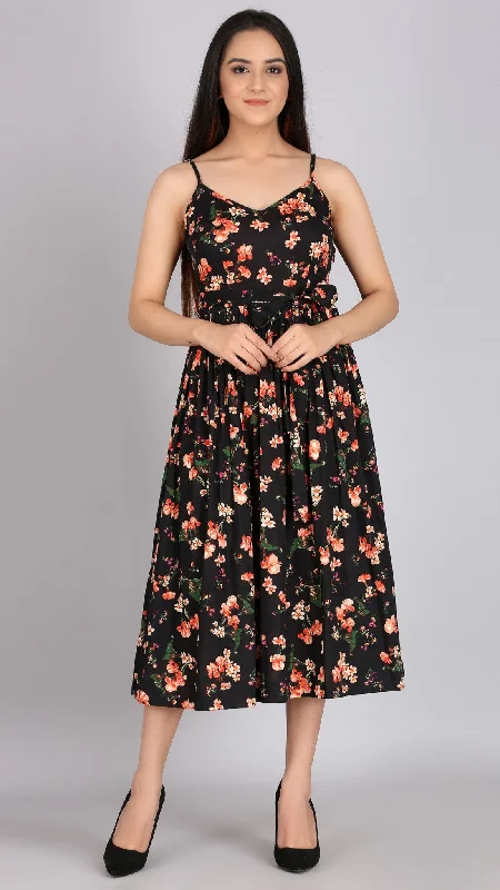 Spaghetti Strap Floral Print Dress