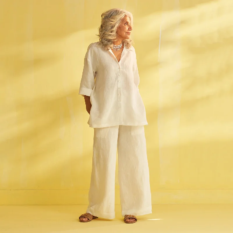 Linen White Shirt for Women | Loose Fit