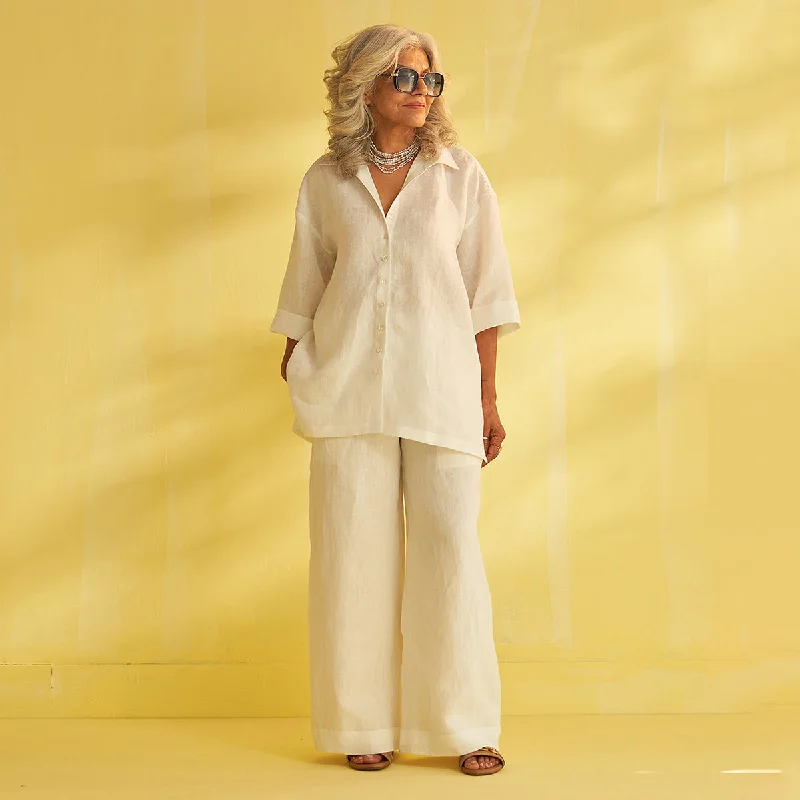 Linen White Shirt for Women | Loose Fit