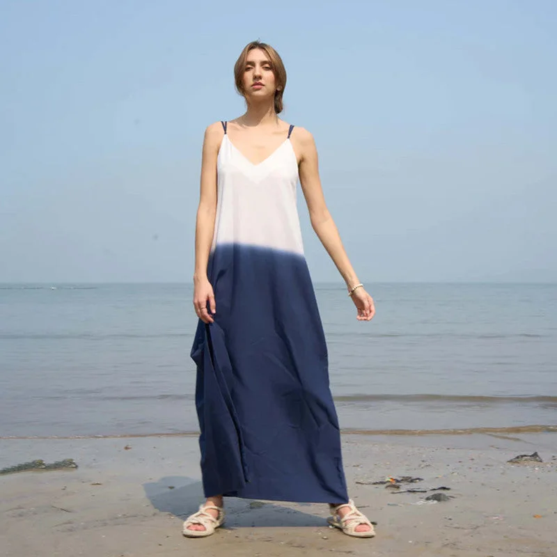 Linen Norah Dress For Women | Blue ombre