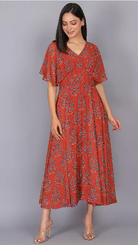 Printed Kimono Sleeves Dress