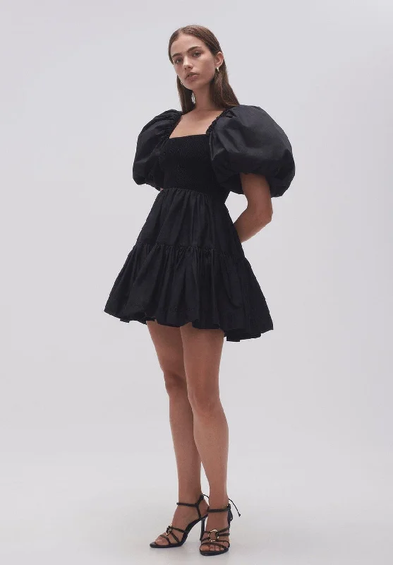 Casa Puff Sleeve Mini Dress - Black