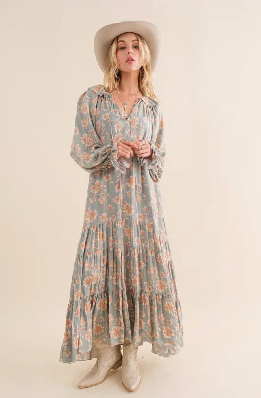 Dobby Floral Maxi Dress