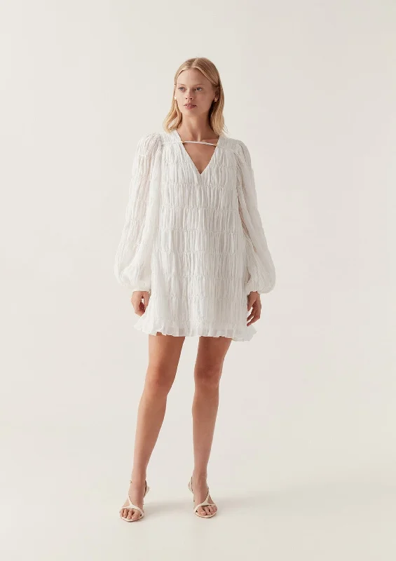 Evelina Ruched Mini Dress - Ivory