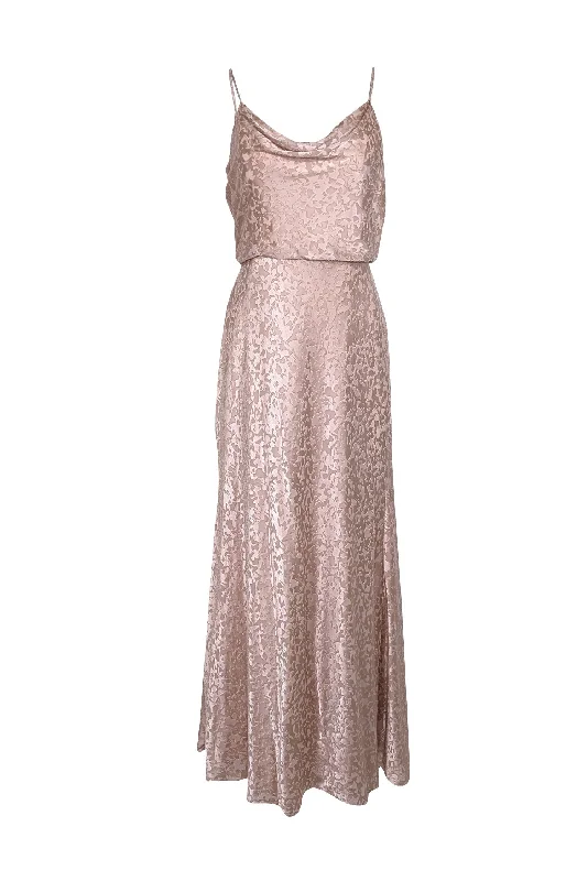 Jenny Yoo - Light Pink Velvet Burn Out Sleeveless Formal Dress Sz 12