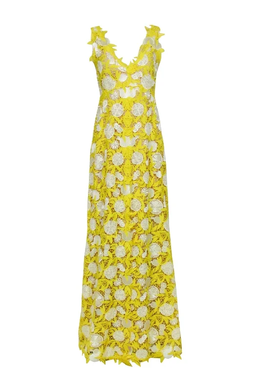 Lela Rose - Yellow & White Lemon Print Formal Dress Sz 6