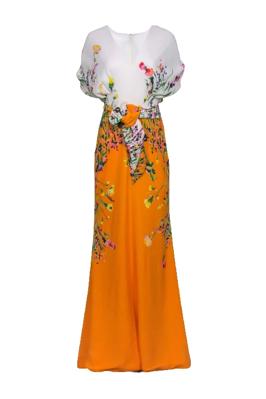 Lela Rose - Orange & White Floral Formal Dress Sz 6