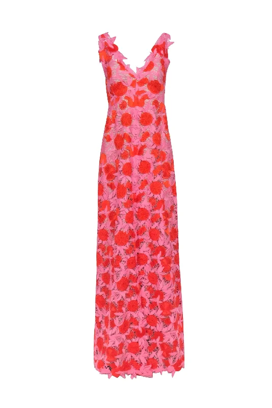 Lela Rose - Pink & Orange Print Formal Dress Sz 6