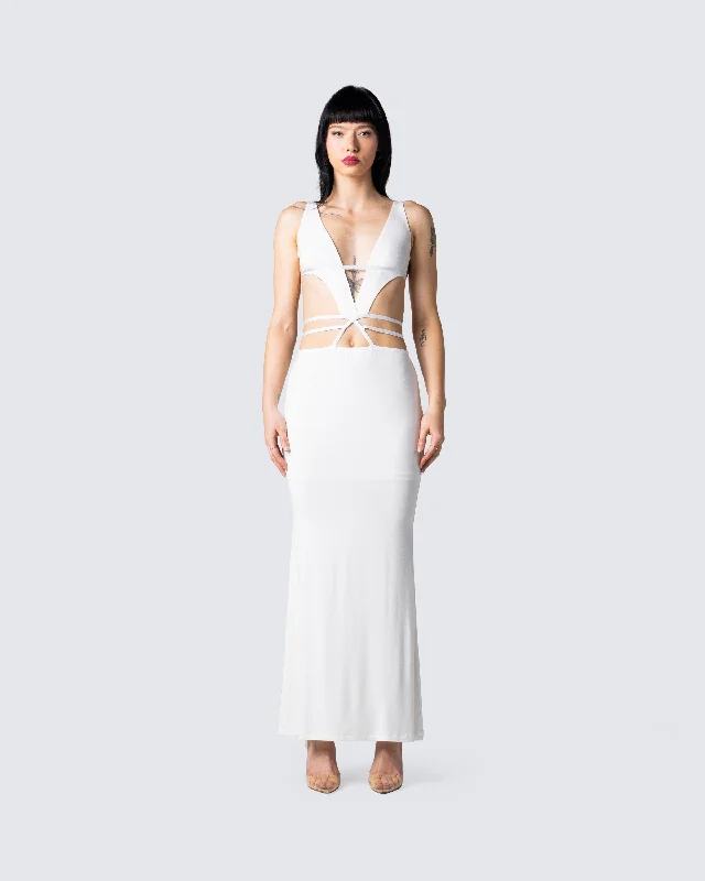 Pauline White Maxi Dress