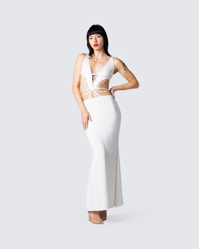 Pauline White Maxi Dress