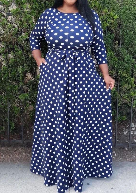 Hi Curvy Plus Size Women Polka Dot Maxi Dress