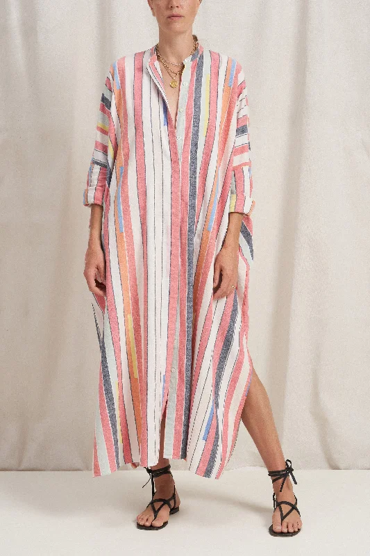 Pollux Pink Bazaar Stripe Maxi Caftan Dress