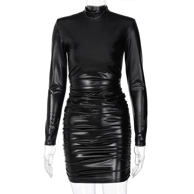 Pu Leather Mini Dress.