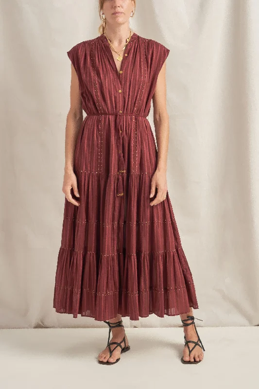 Rhea Mahogany Sleeveless Maxi Dress