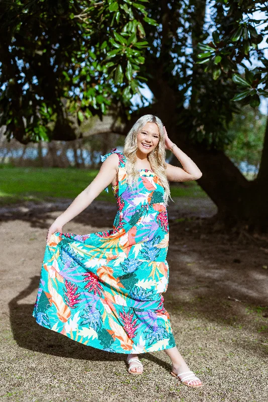 Ric Rac Trim Tropical Print Resort Maxi Dress by Umgee Collection