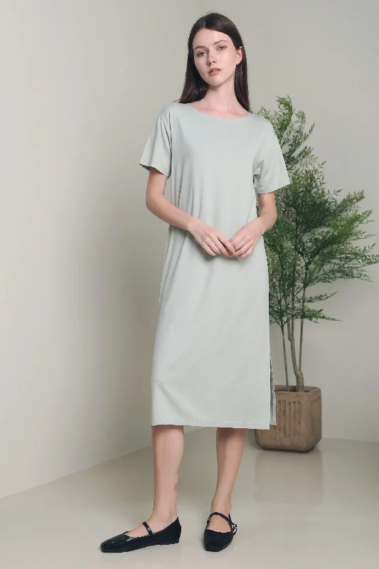 Roneen Slit Maxi Tee Dress Sage