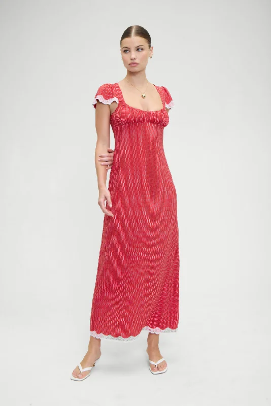 Rosalyn Polka Dot Maxi Dress - Ladybug