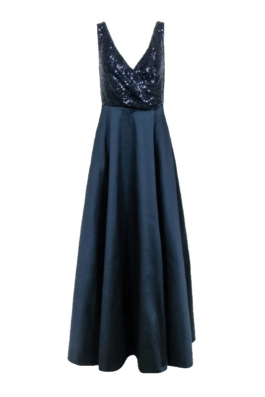 Sachin & Babi - Navy Wrap Sequin Bodice Formal Dress Sz 4