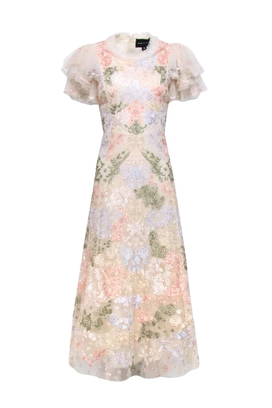 Needle & Thread - Pastel Pink Floral Embroidered Formal Dress Sz 12