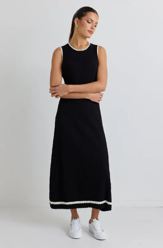 Vanity Black Rib Sleeveless Knit Maxi Dress