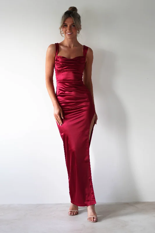 Aideena Bodycon Maxi Dress | Dark Red