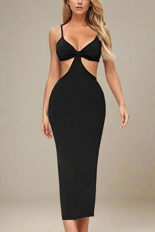 Aria Bodycon Day Maxi Dress - Classic Black