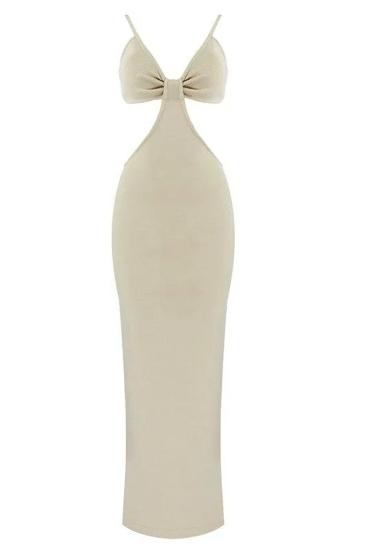 Aria Bodycon Day Maxi Dress - Cream