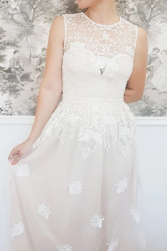 Ermanda | Beige and White Bridal Dress