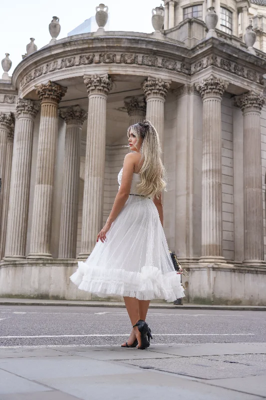 Orion Bridal Tulle Midi Dress in Ivory