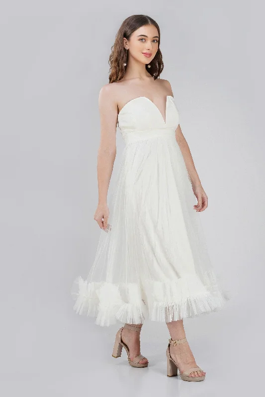 Orion Bridal Tulle Midi Dress in Ivory