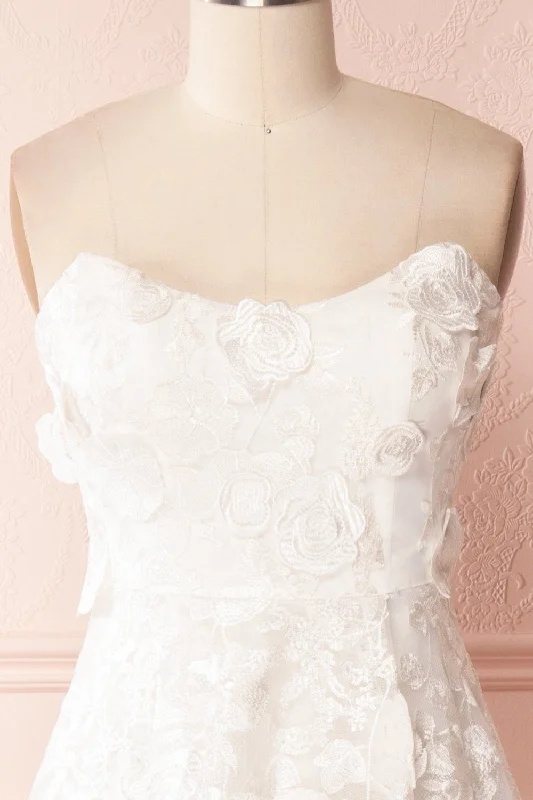 Romaissa | White Floral Appliqués Bridal Bustier Gown