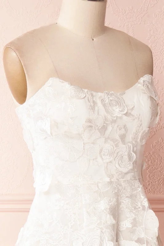 Romaissa | White Floral Appliqués Bridal Bustier Gown